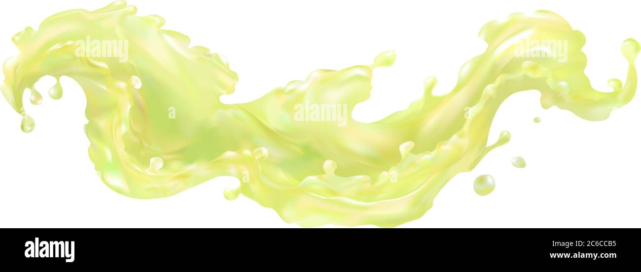 Lemon juice citrus splash wave in vector 3D realistic. Lemonade, fresh ...