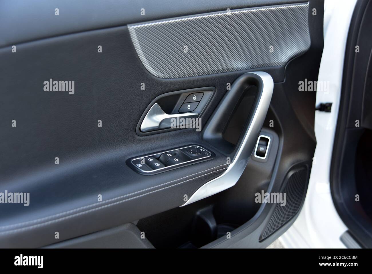 side mirror switch control, window control, central locking and car door handles Stock Photo Alamy