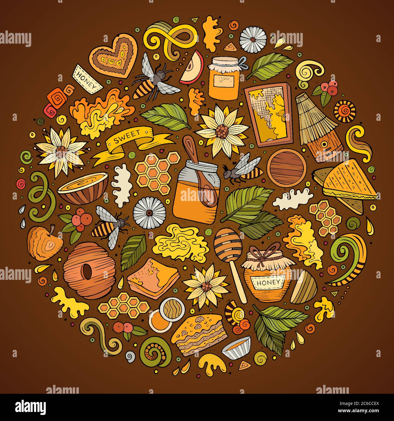 Vector set of Honey cartoon doodle objects Stock Vector Image & Art - Alamy