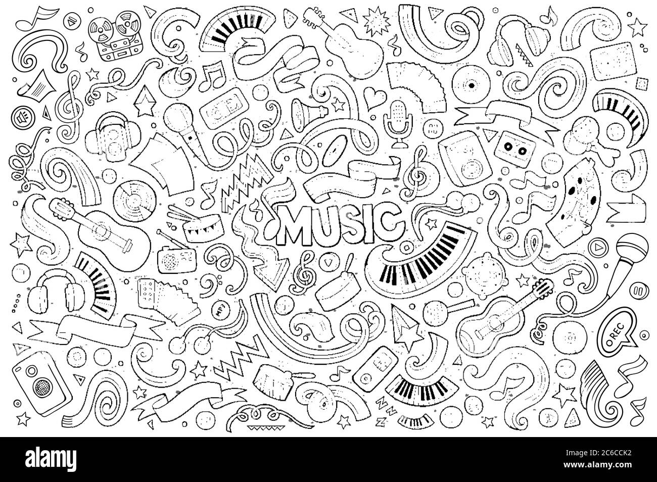 Sketchy vector hand drawn doodles cartoon set of Music objects Stock ...
