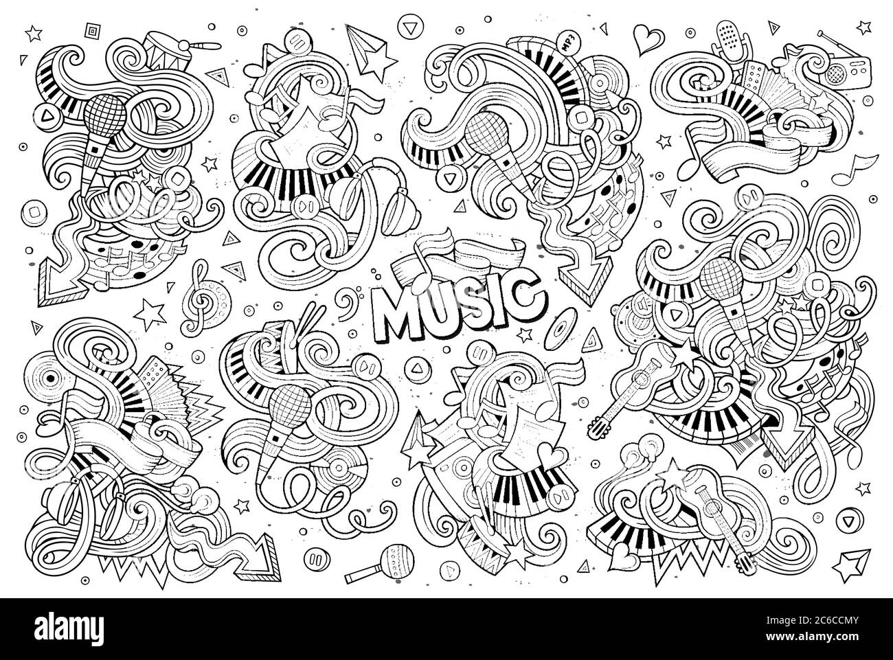 Sketchy vector hand drawn doodles cartoon set of Music objects Stock ...