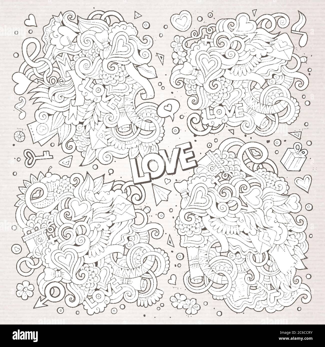 Sketchy vector doodles cartoon set of Love designs Stock Vector Image ...