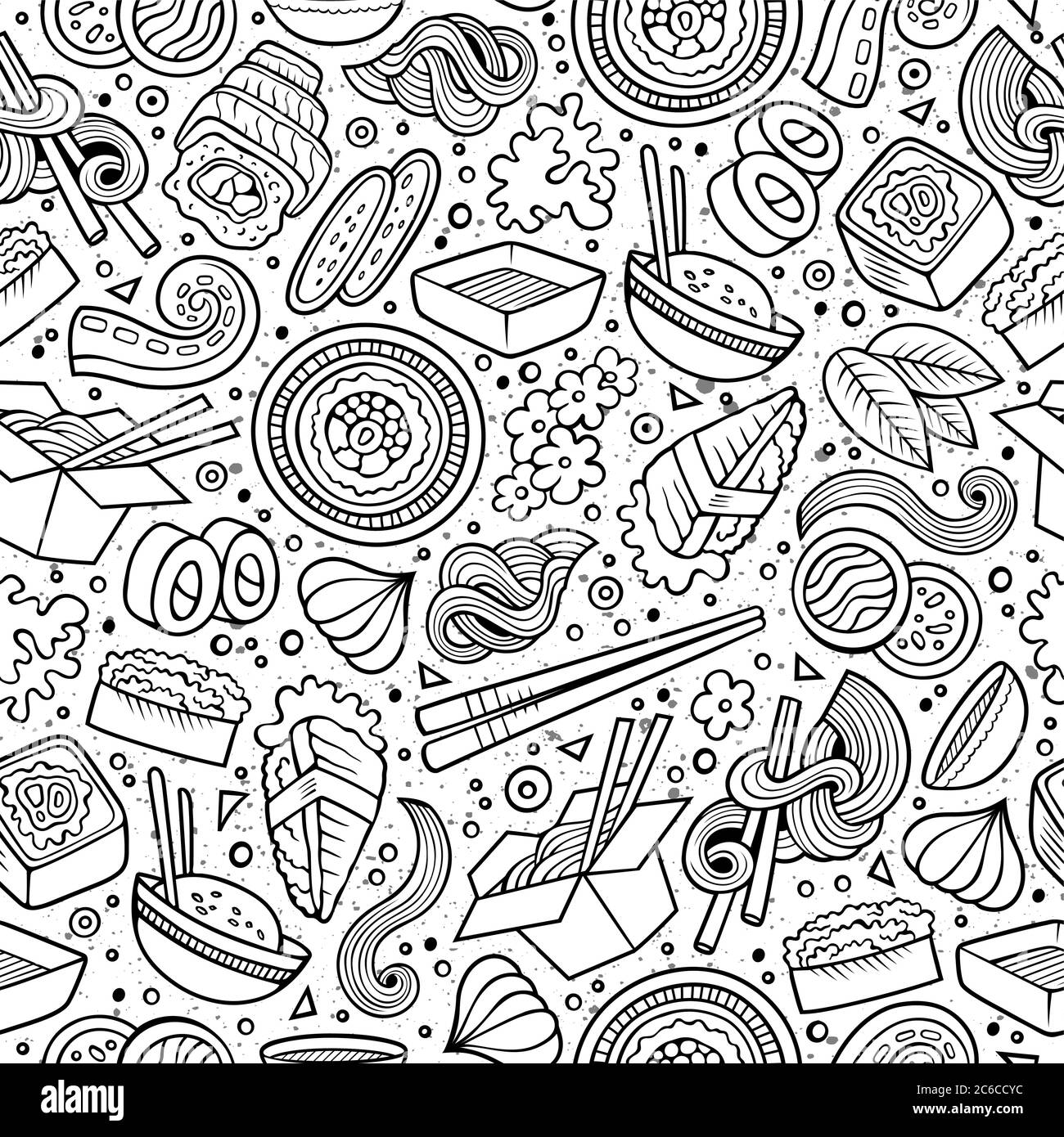 Cartoon cute hand drawn Japan food seamless pattern Stock Vector Image ...