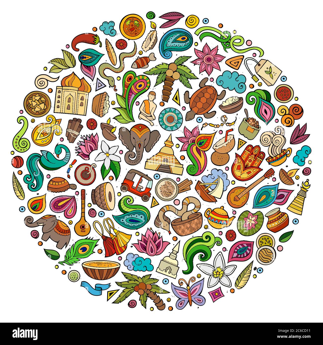 Vector set of Indian cartoon doodle objects Stock Vector Image & Art ...