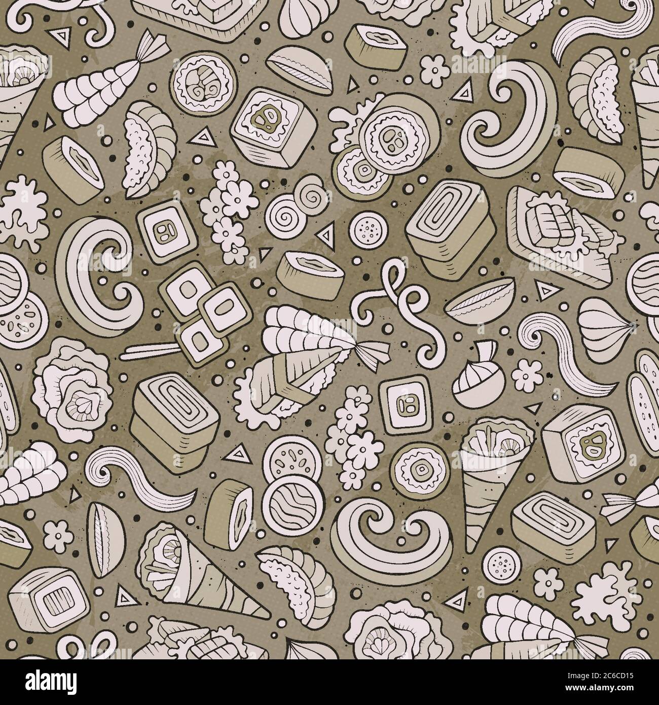 Cartoon cute hand drawn Japan food seamless pattern Stock Vector Image ...