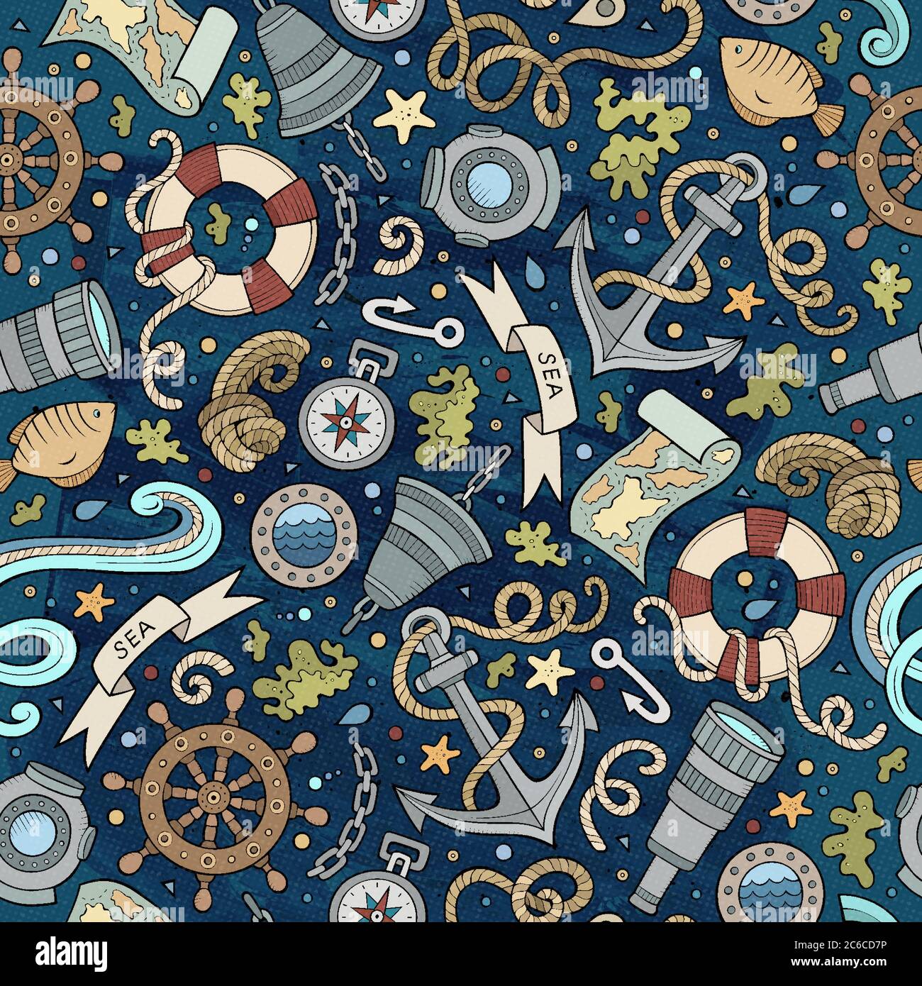 Cartoon nautical seamless pattern Stock Vector Image & Art - Alamy