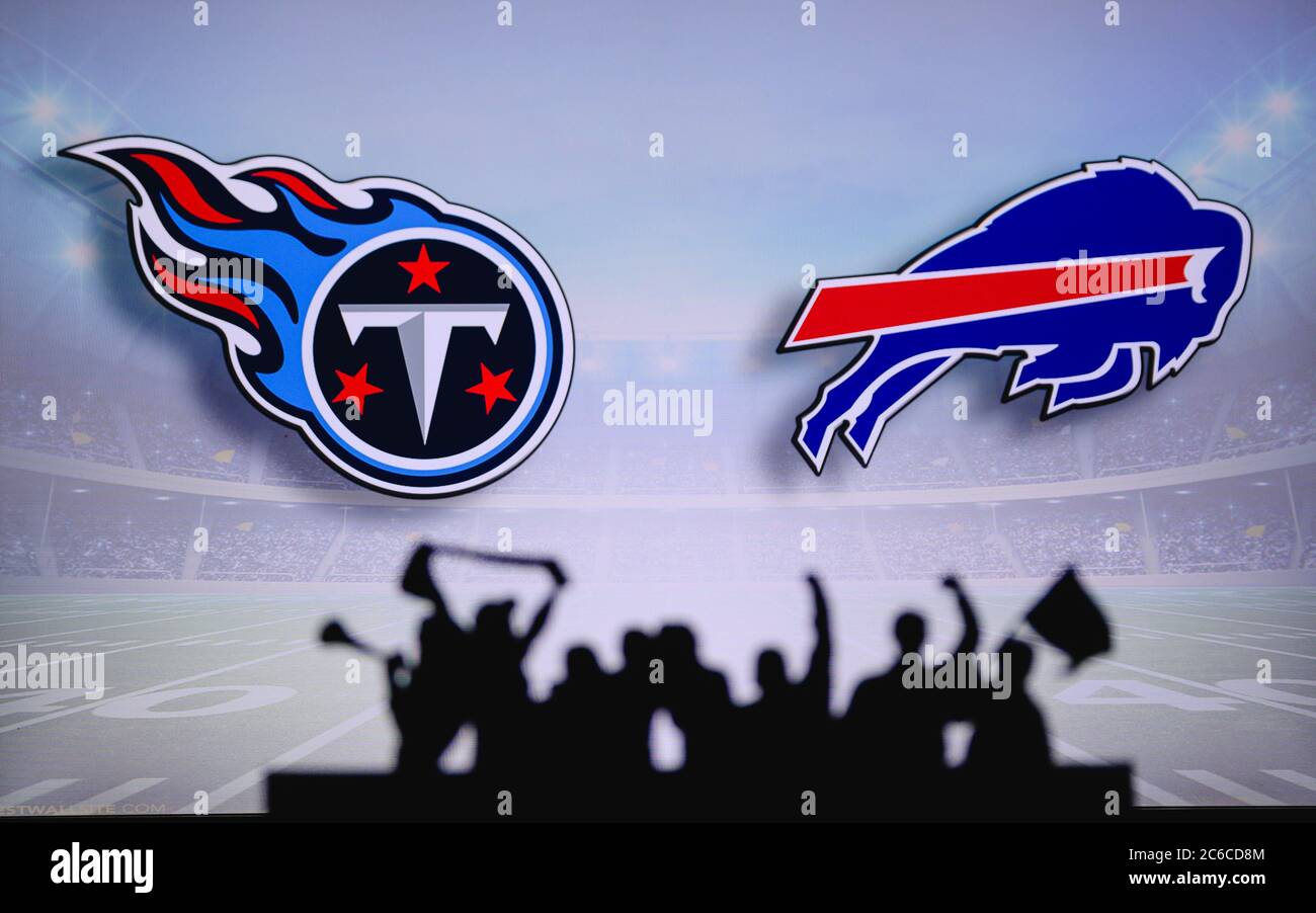 Tennessee Titans vs. Buffalo Bills. Fans support on NFL Game. Silhouette of  supporters, big screen with two rivals in background Stock Photo - Alamy