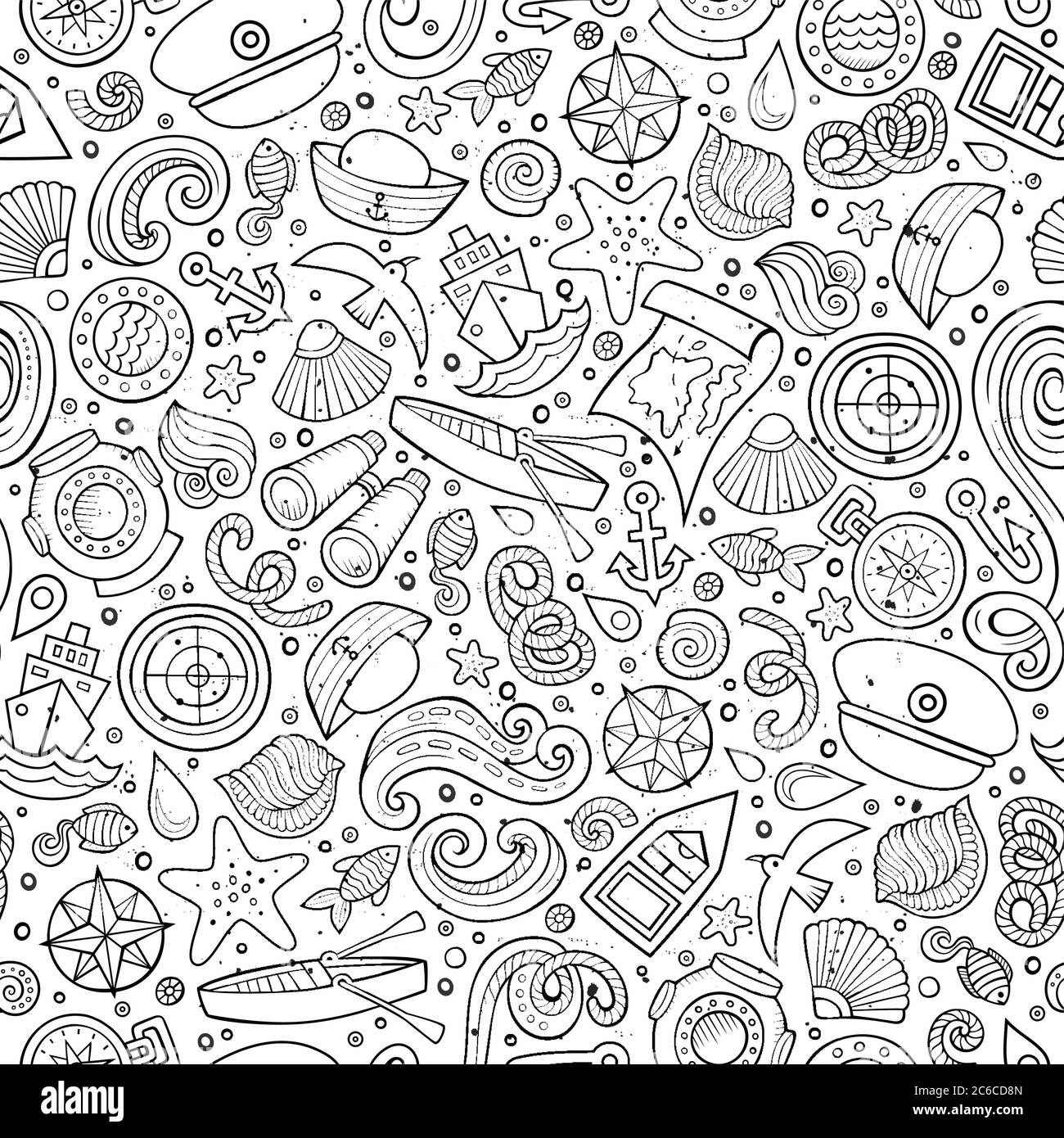 Cartoon nautical seamless pattern Stock Vector Image & Art - Alamy