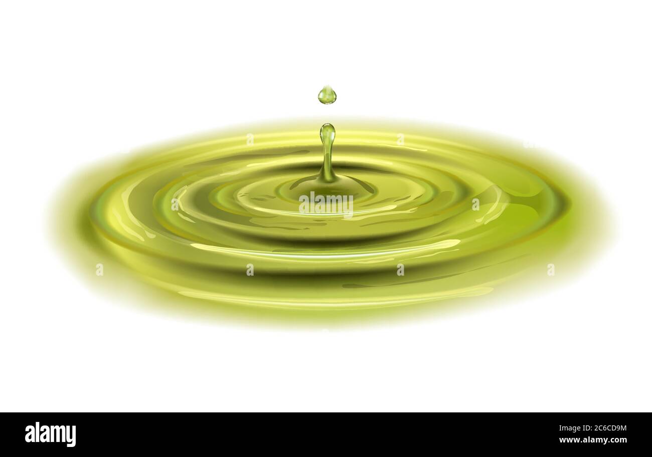 Olive oil (sweet, salad) - splash, ripple, drops, natural, organic Stock Vector