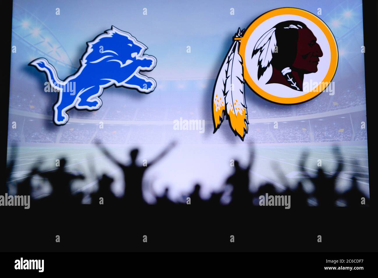 Detroit Lions Washington Redskins Fans Support Nfl Game Silhouette