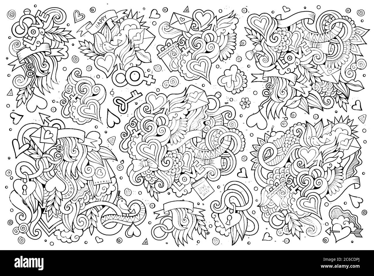 Sketchy vector hand drawn doodles cartoon set of Love Stock Vector ...