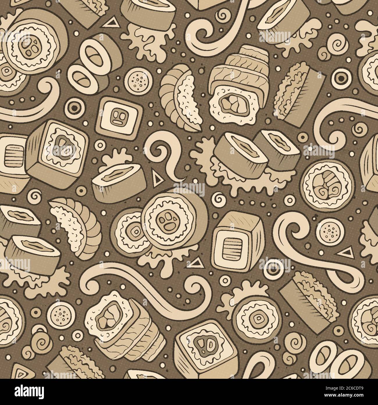 Cartoon cute hand drawn Japan food seamless pattern Stock Vector Image ...