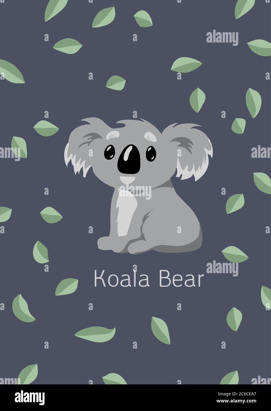 Cute australian flat style koala, kids illustration, print for t-shirt ...