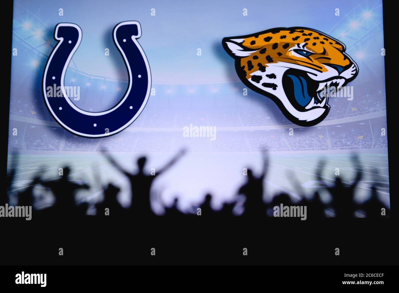 Indianapolis Colts vs. Cincinnati Bengals. Fans support on NFL Game.  Silhouette of supporters, big screen with two rivals in background Stock  Photo - Alamy