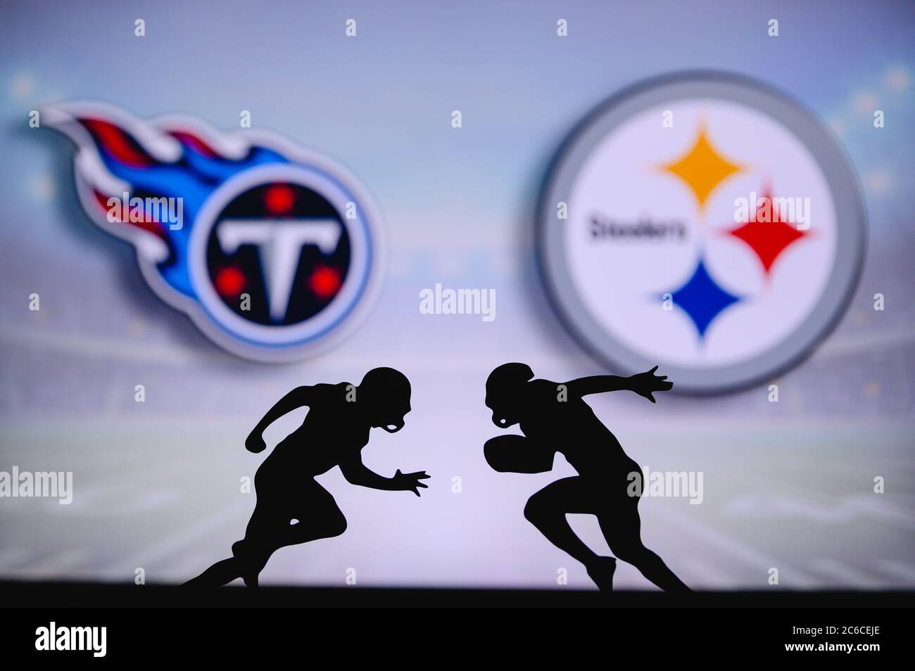 Tennessee Titans vs. Pittsburgh Steelers. NFL match poster. Two