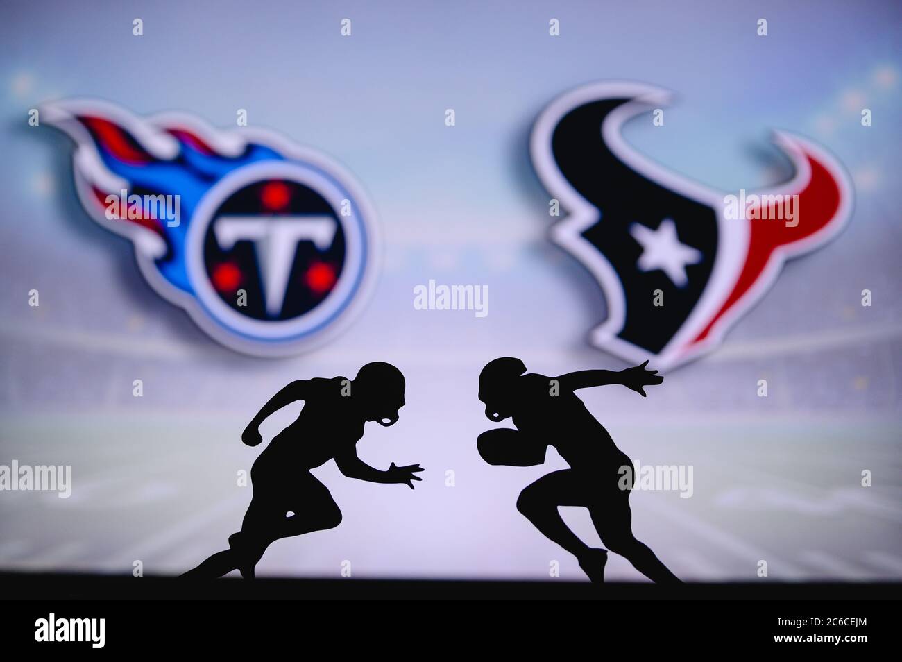 Buffalo Bills vs. Kansas City Chiefs. NFL match poster. Two american  football players silhouette facing each other on the field. Clubs logo in  backgro Stock Photo - Alamy