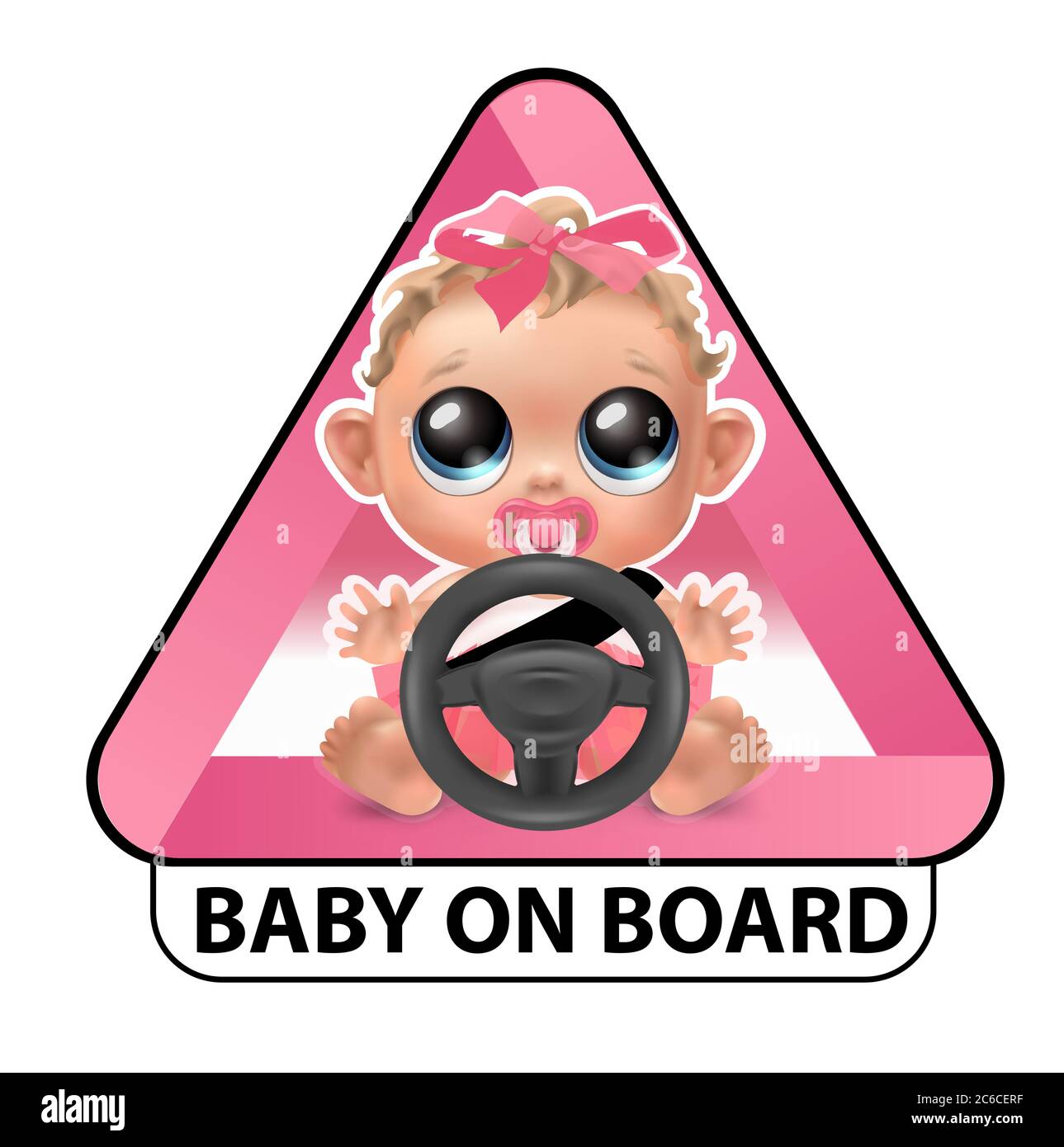 Baby girl on board car sticker Stock Vector