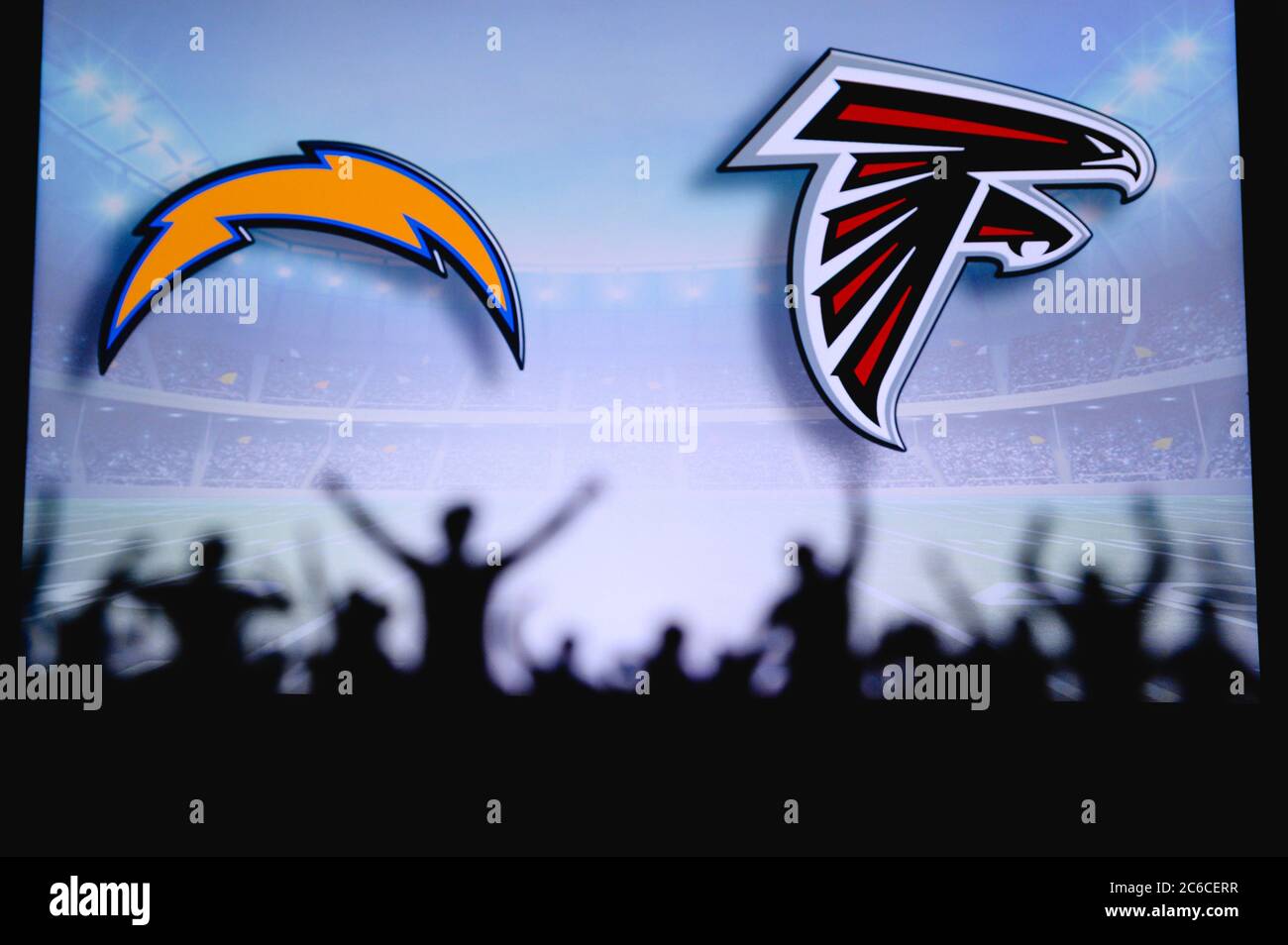 Los Angeles Chargers vs. Atlanta Falcons. Fans support on NFL Game