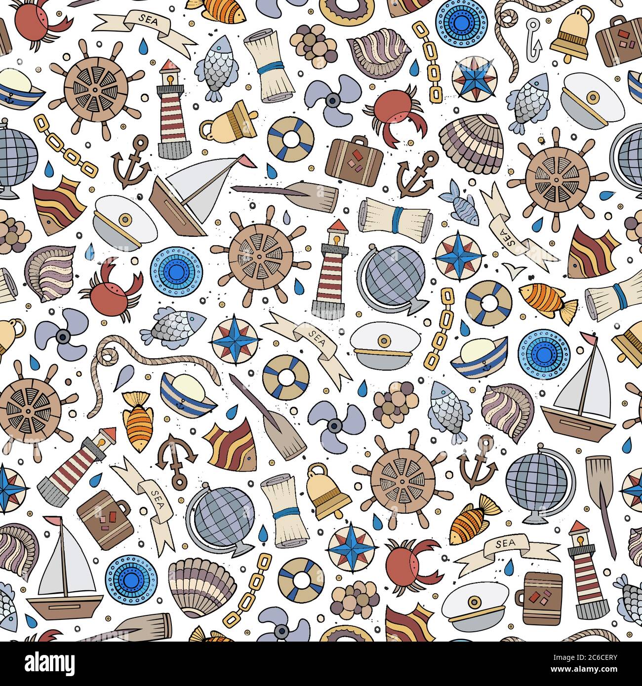 Cartoon nautical seamless pattern Stock Vector Image & Art - Alamy