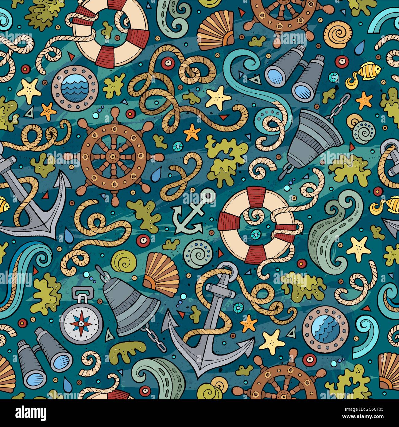 Cartoon nautical seamless pattern Stock Vector Image & Art - Alamy