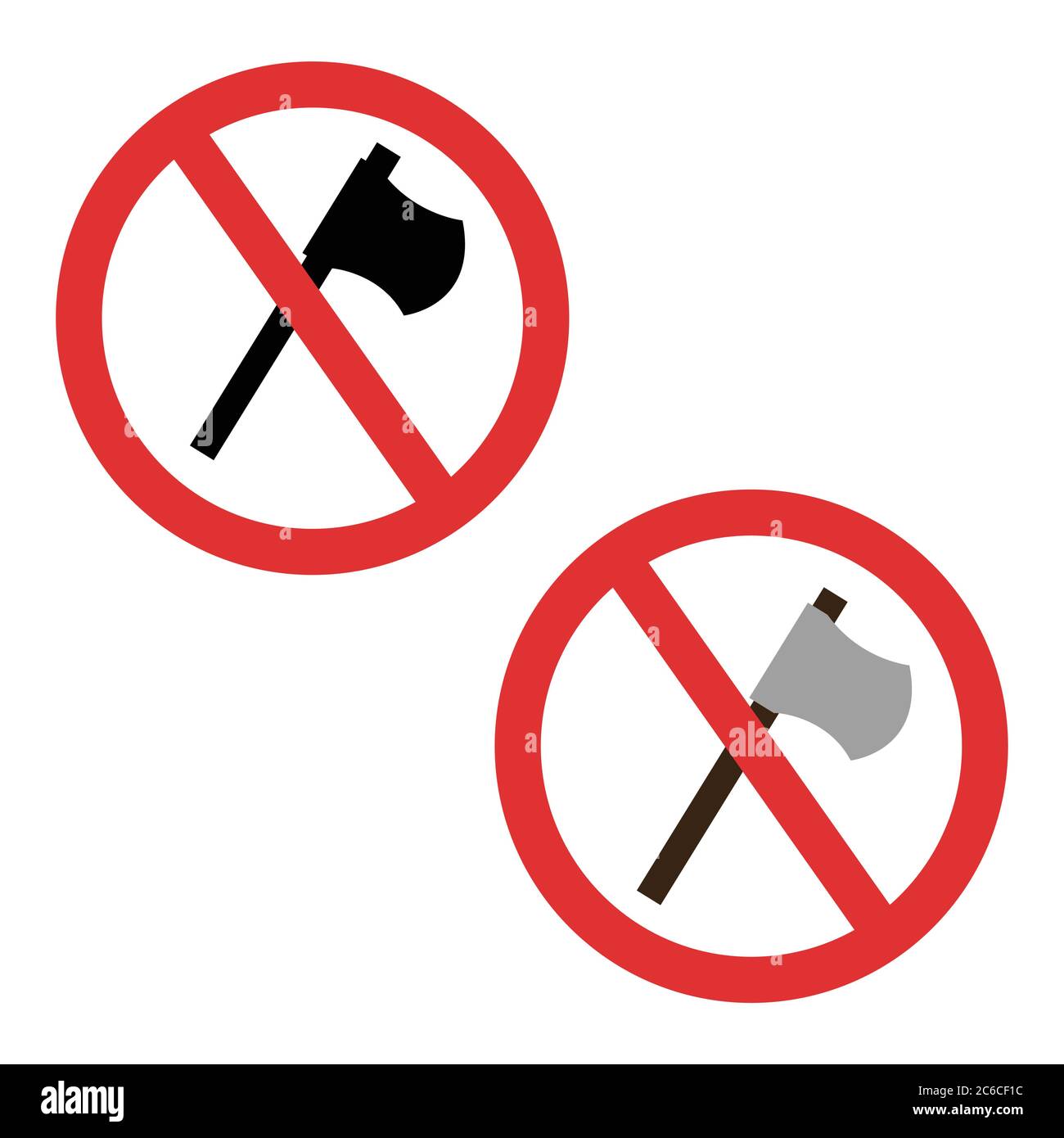 Axe forbidden symbol. No weapon sign isolated Stock Vector
