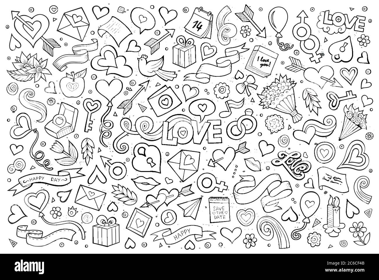 Sketchy vector hand drawn doodles cartoon set of Love Stock Vector ...