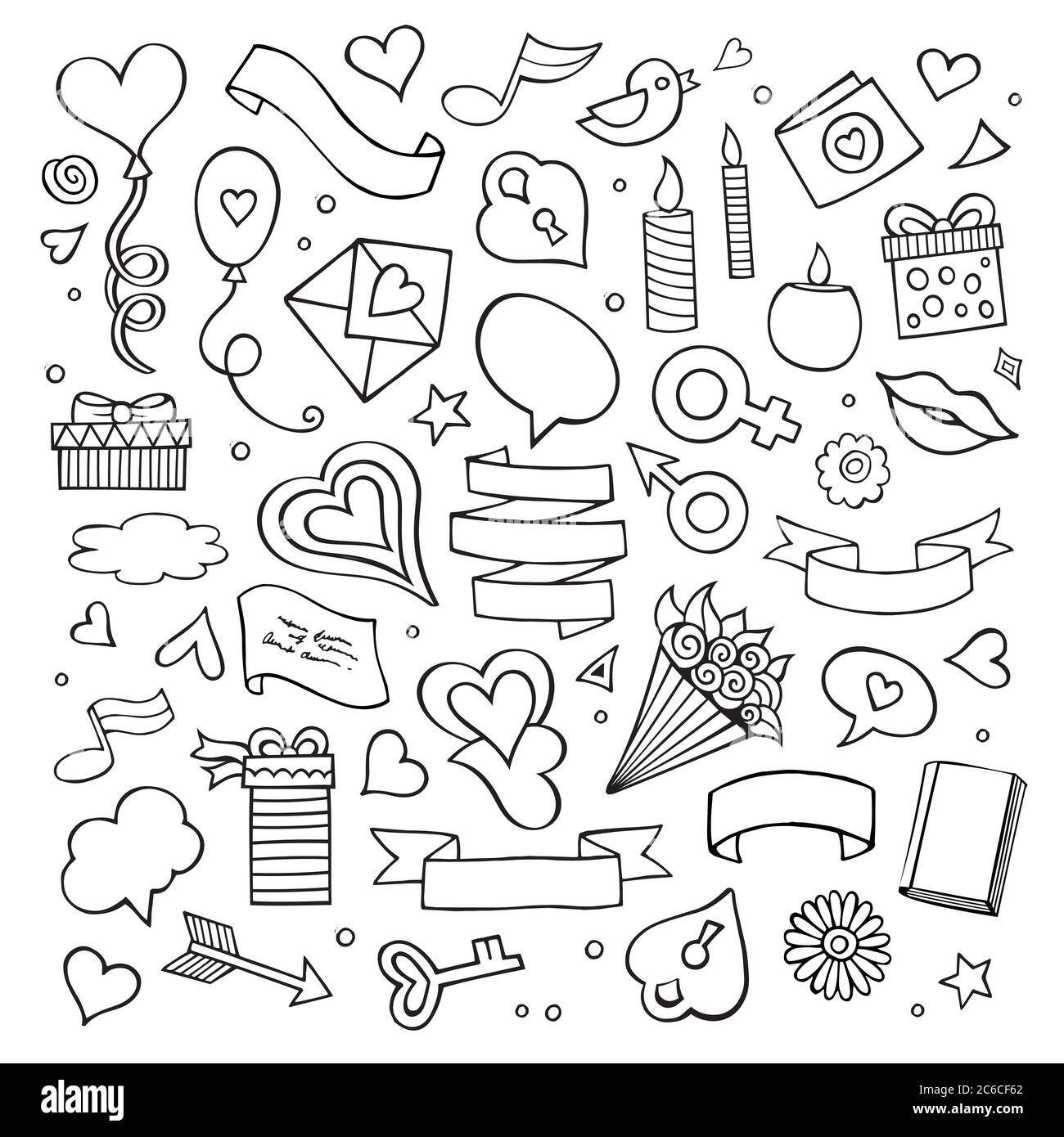 Set of love doodle icons vector Stock Vector Image & Art - Alamy
