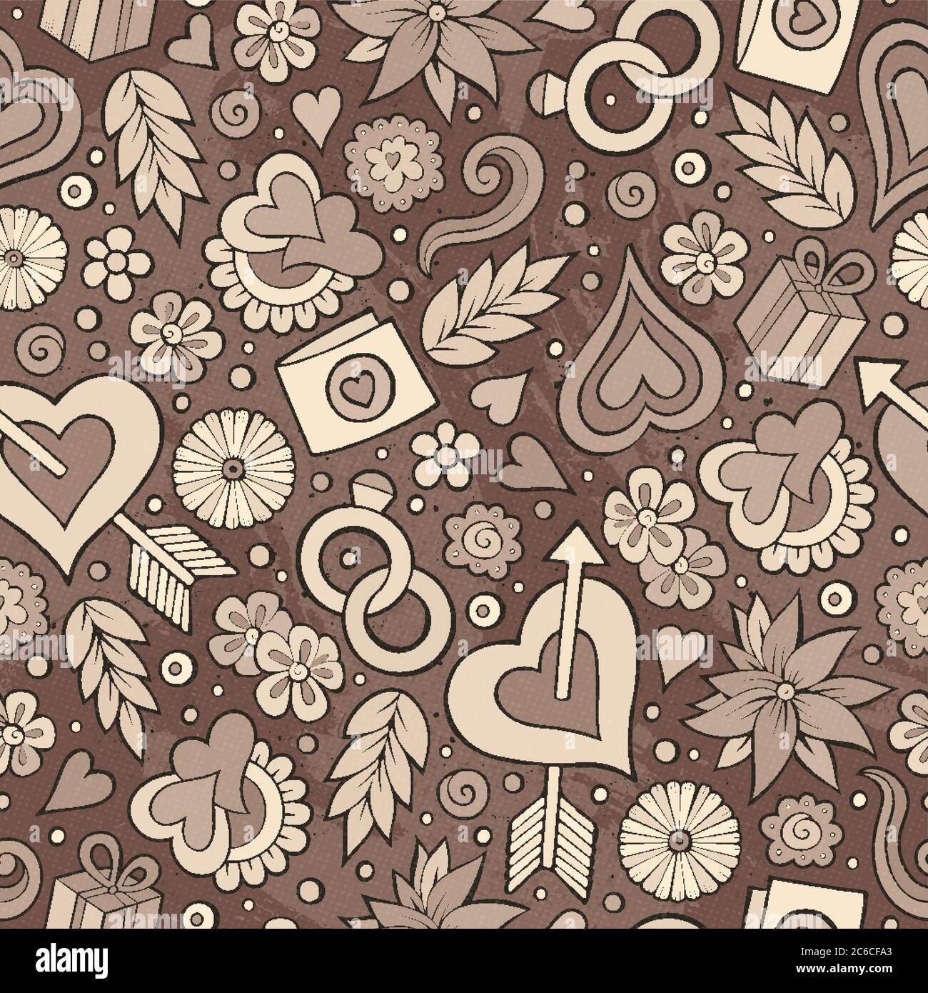 Cartoon cute hand drawn Valentine's Day seamless pattern Stock Vector ...