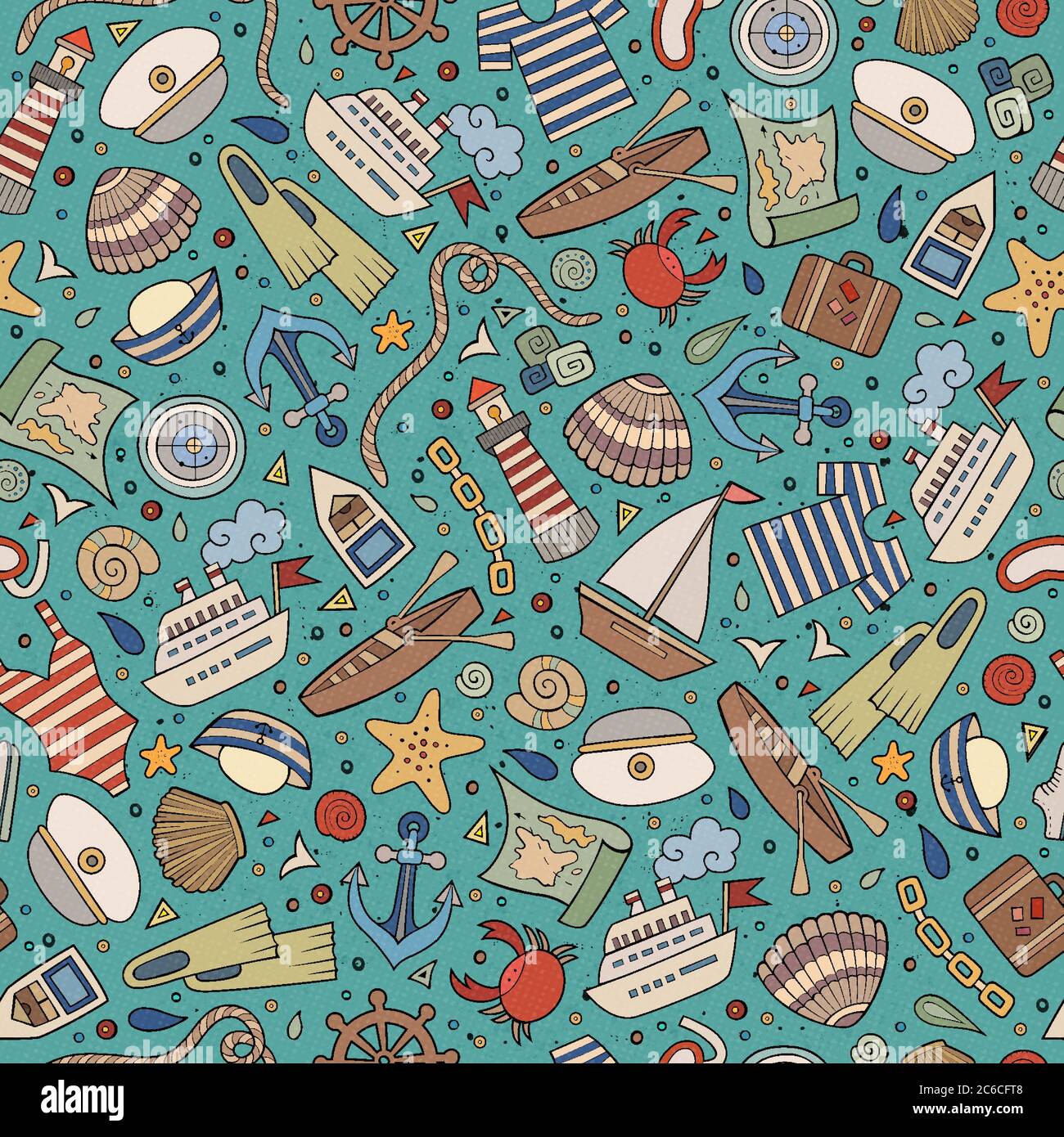 Cartoon nautical seamless pattern Stock Vector Image & Art - Alamy