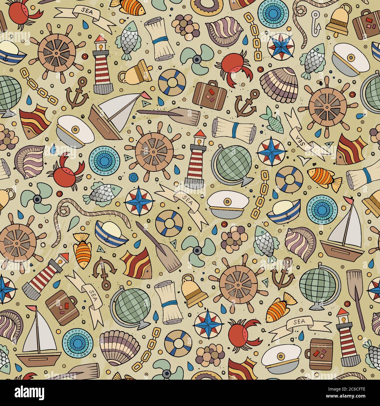 Cartoon nautical seamless pattern Stock Vector Image & Art - Alamy