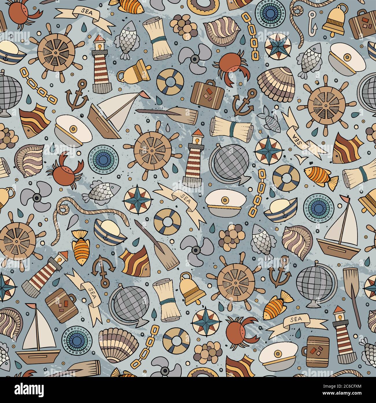 Cartoon nautical seamless pattern Stock Vector Image & Art - Alamy