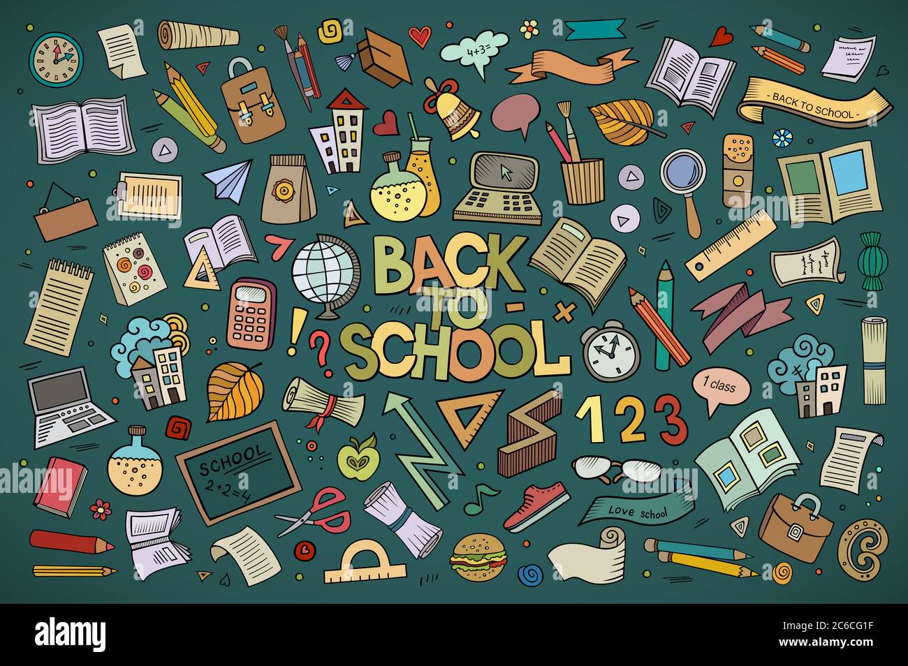 School and education doodles hand drawn vector symbols Stock Vector ...