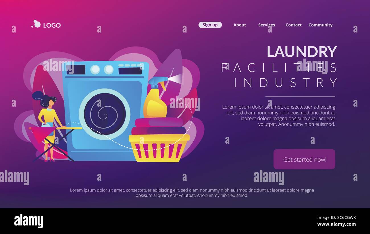 Dry cleaning and laundering concept landing page Stock Vector Image