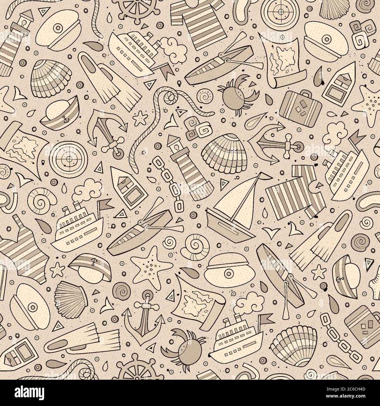 Cartoon nautical seamless pattern Stock Vector