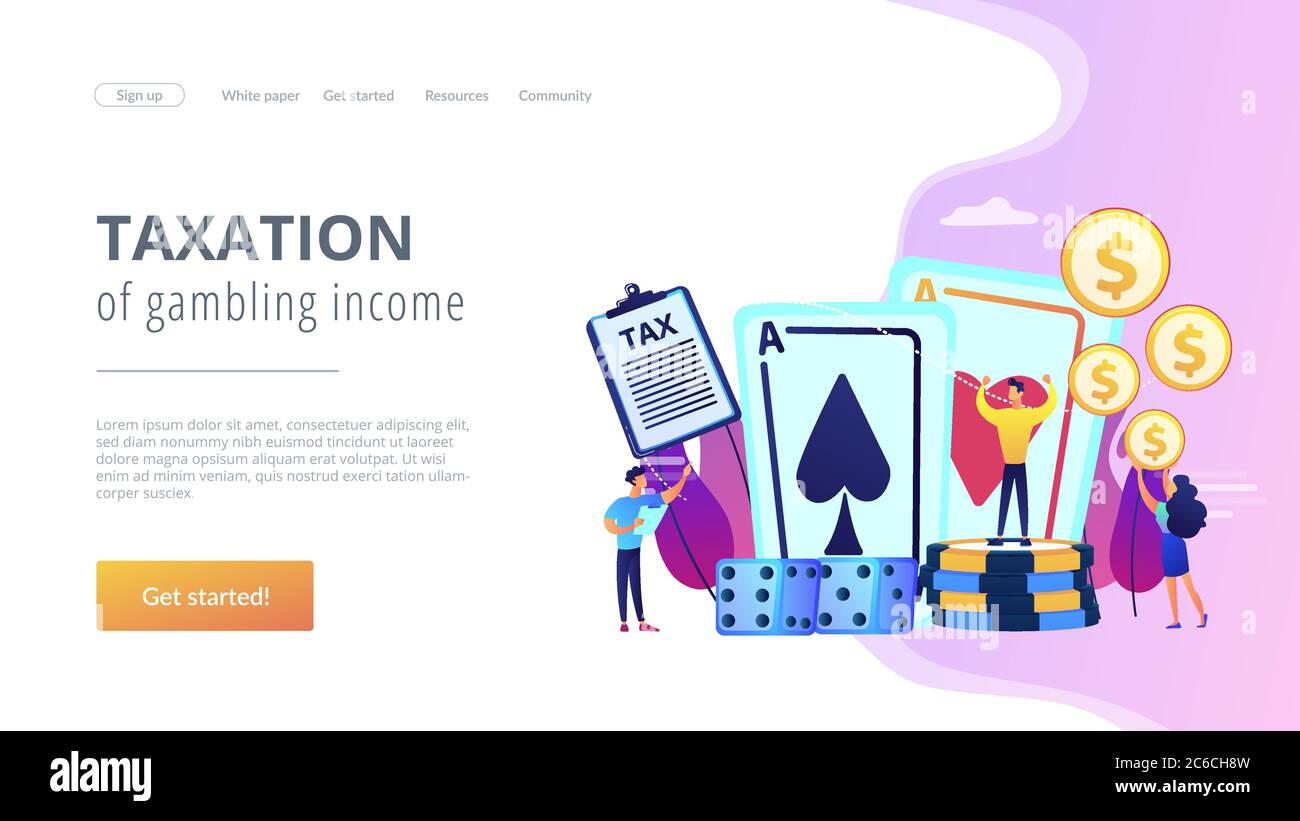 Gambling income concept landing page. Stock Vector