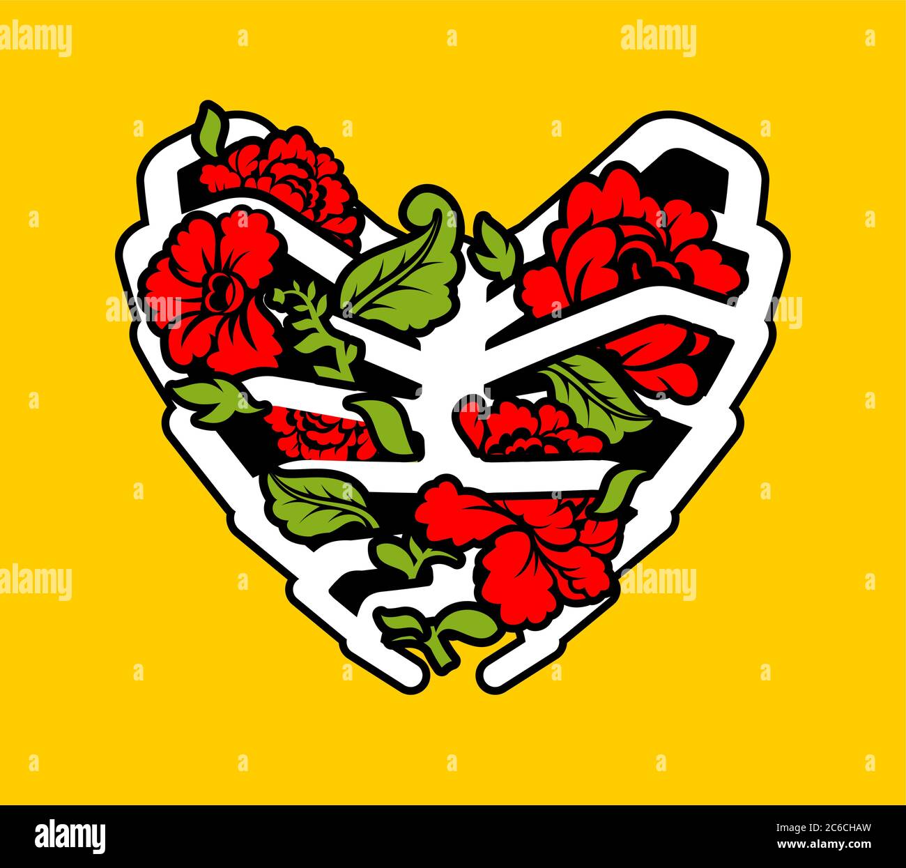 Heart made of ribs and flowers. Love of bones and roses. Heart Shaped Rib Cage  Rose. Tattoo symbol Stock Vector Image & Art - Alamy