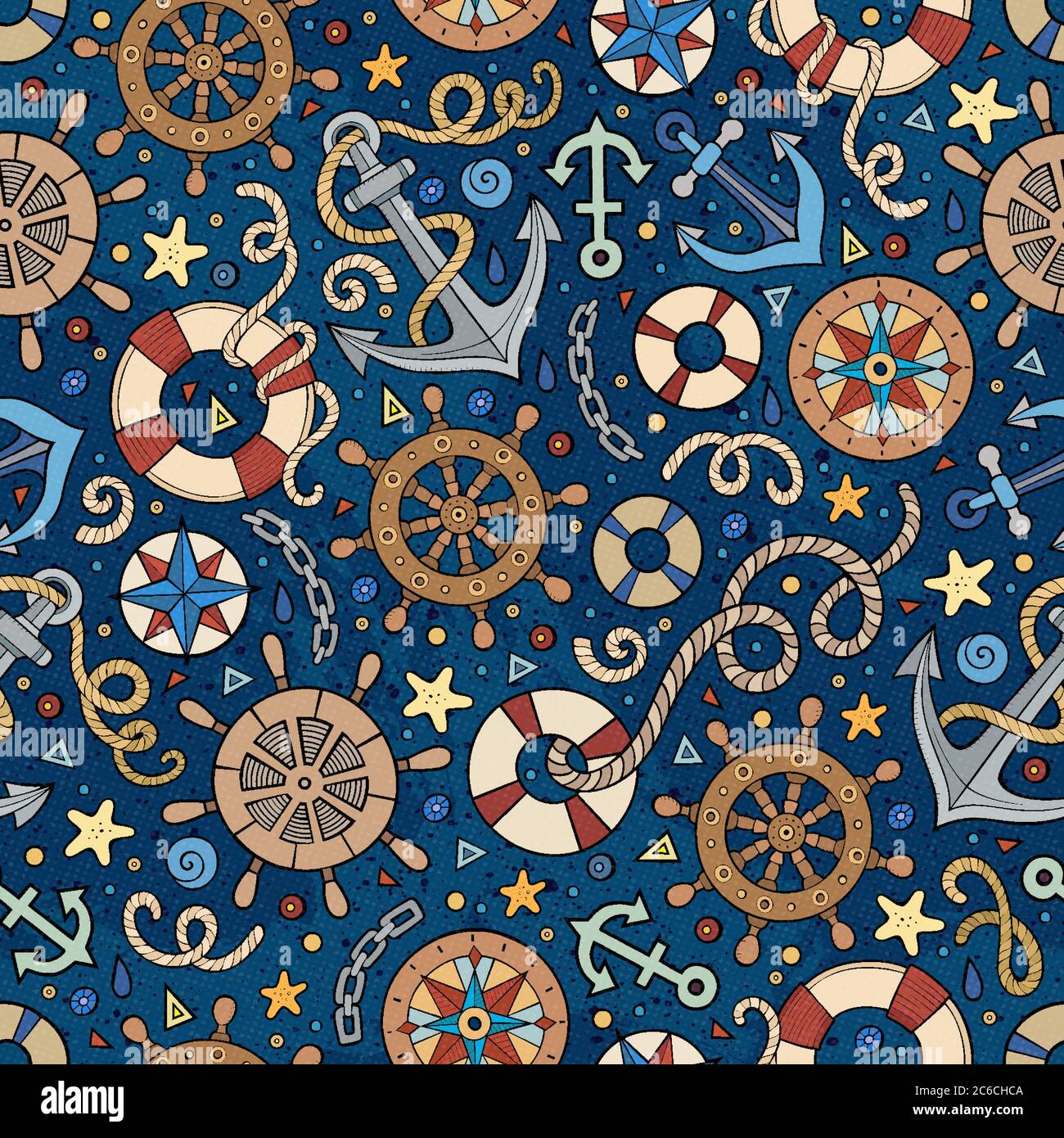 Cartoon nautical seamless pattern Stock Vector Image & Art - Alamy