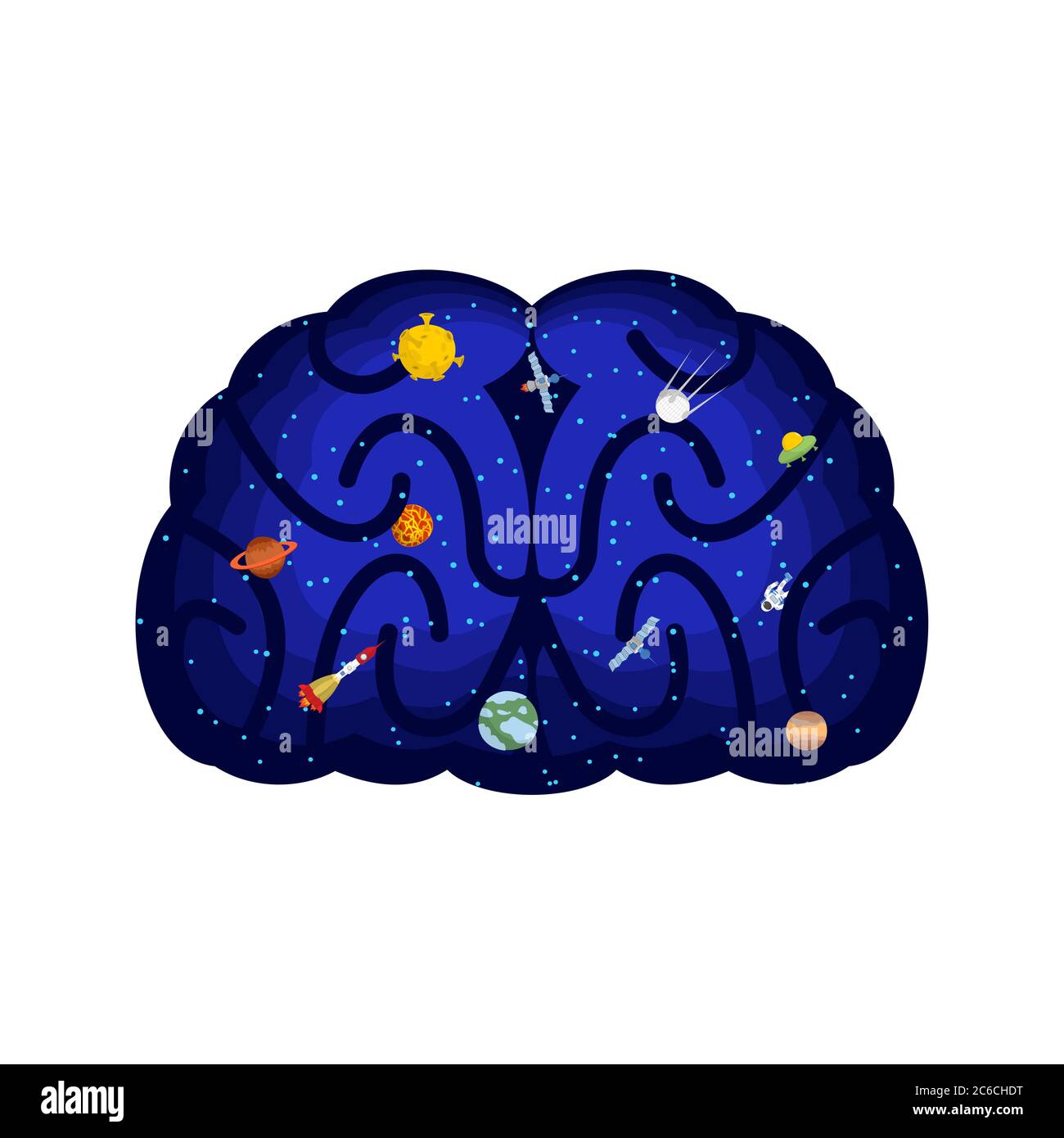 Cosmos inside brain. Stars in brains. Inner world concept Microcosm