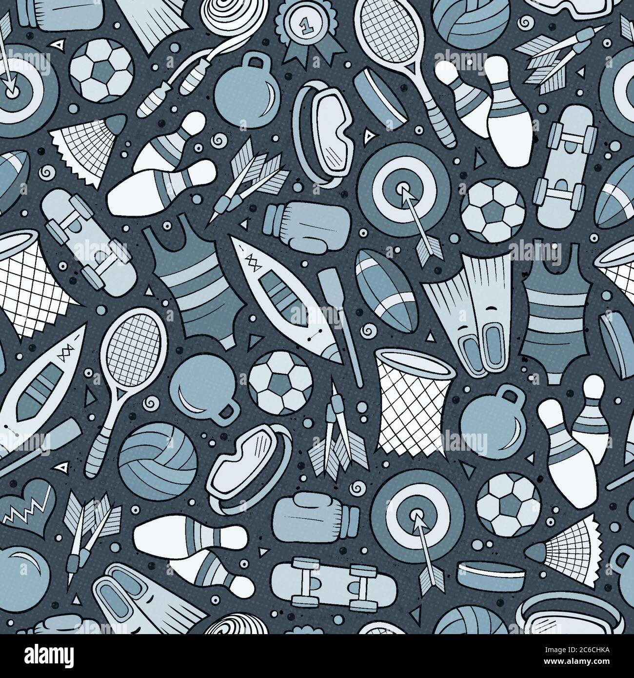 Cartoon cute hand drawn Sport seamless pattern Stock Vector Image & Art ...