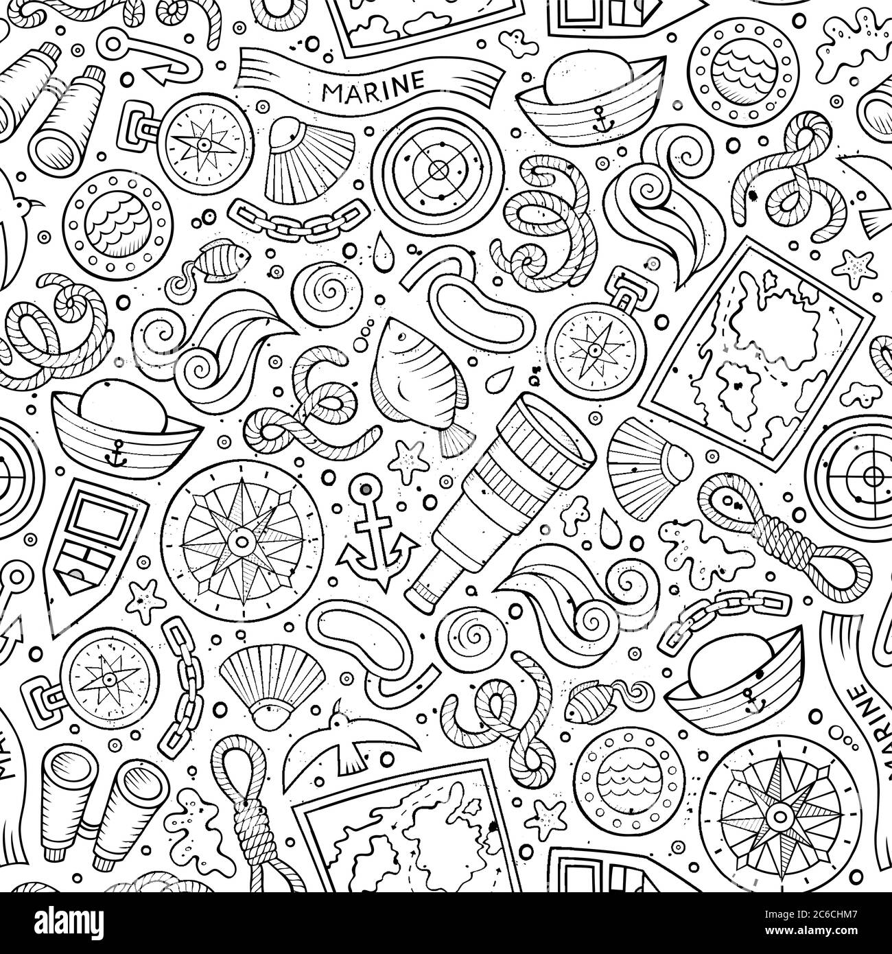 Cartoon nautical seamless pattern Stock Vector Image & Art - Alamy