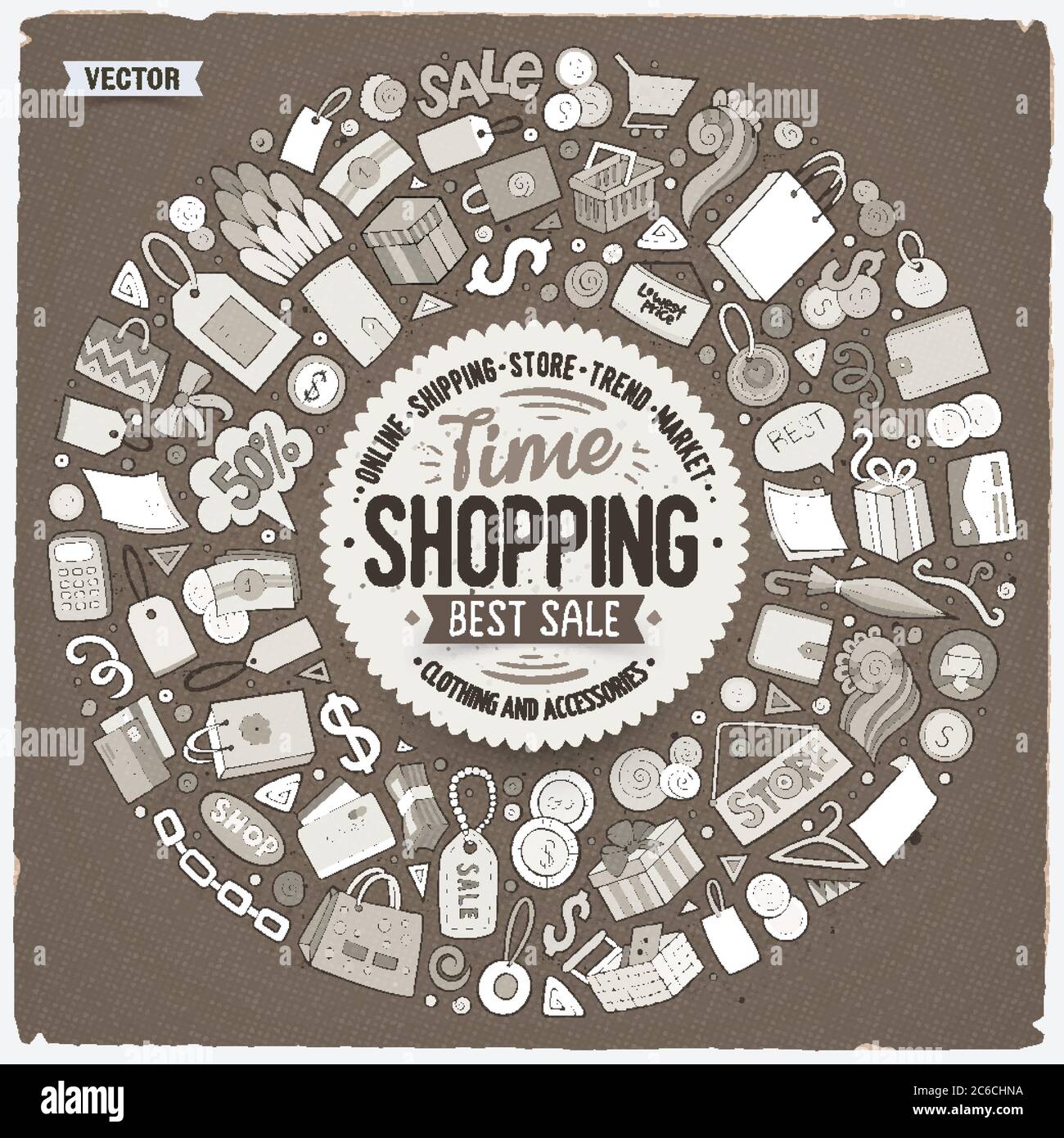 Vector set of Shopping cartoon doodle objects Stock Vector Image & Art ...