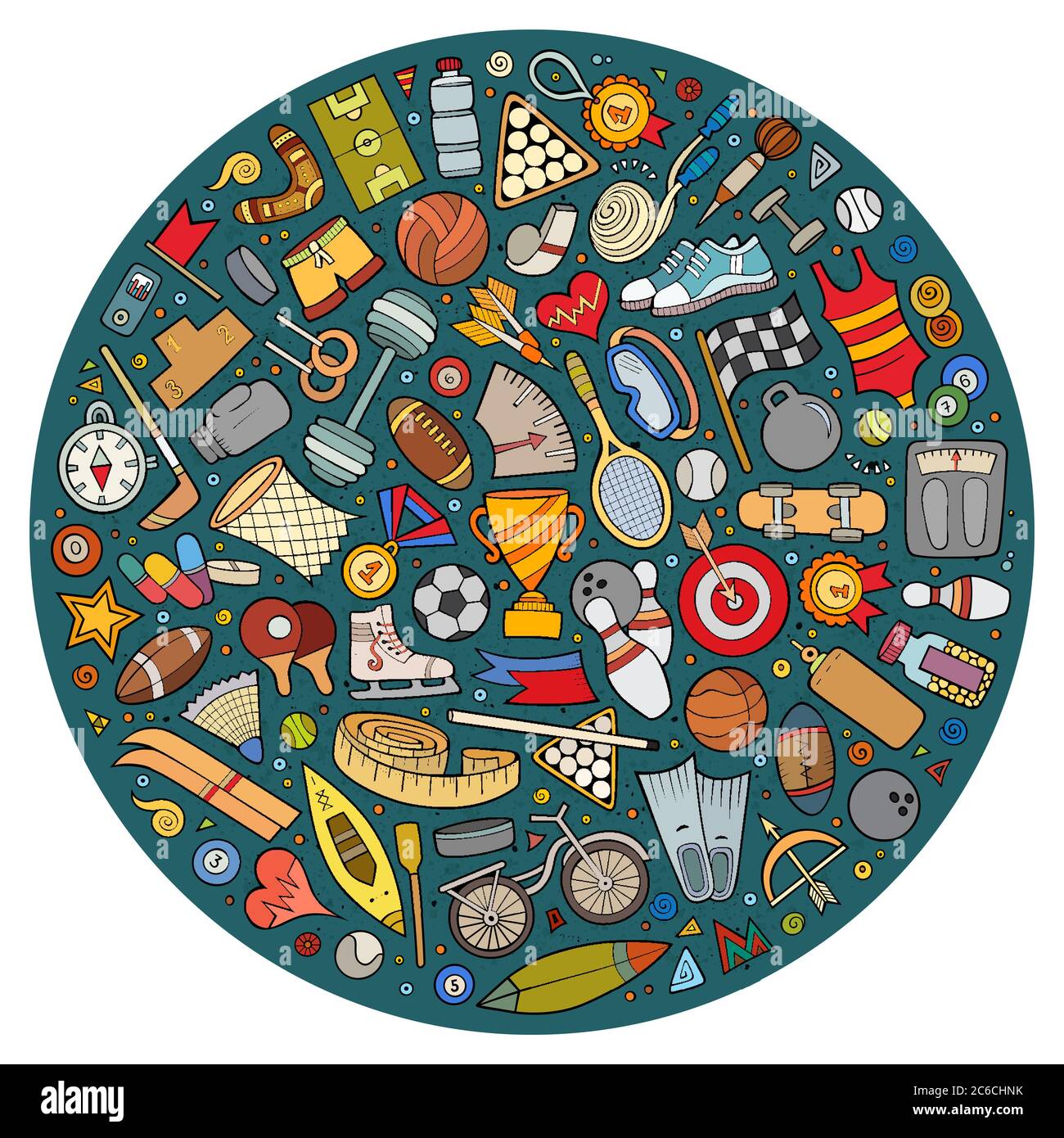 Vector set of Sport cartoon doodle objects Stock Vector Image & Art - Alamy