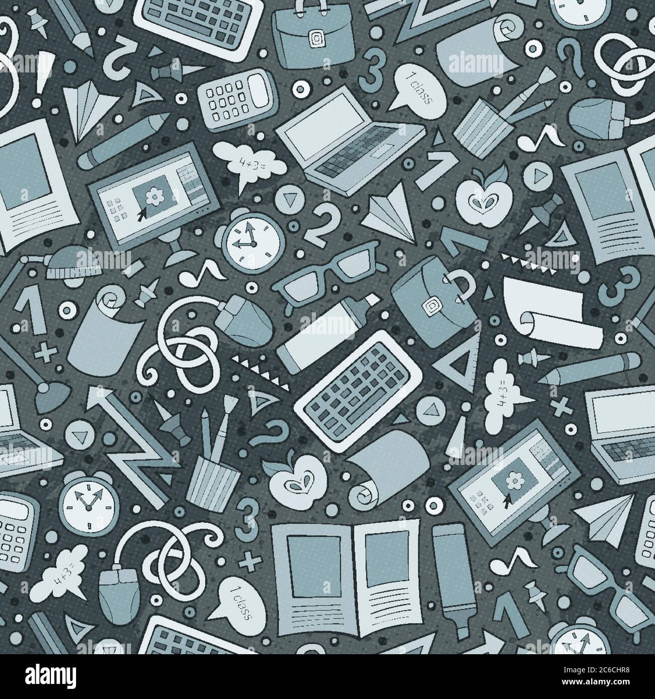 Cartoon cute hand drawn School seamless pattern Stock Vector Image ...