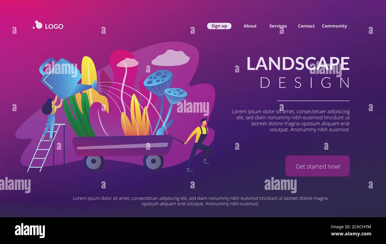 Landscape design concept landing page. Stock Vector