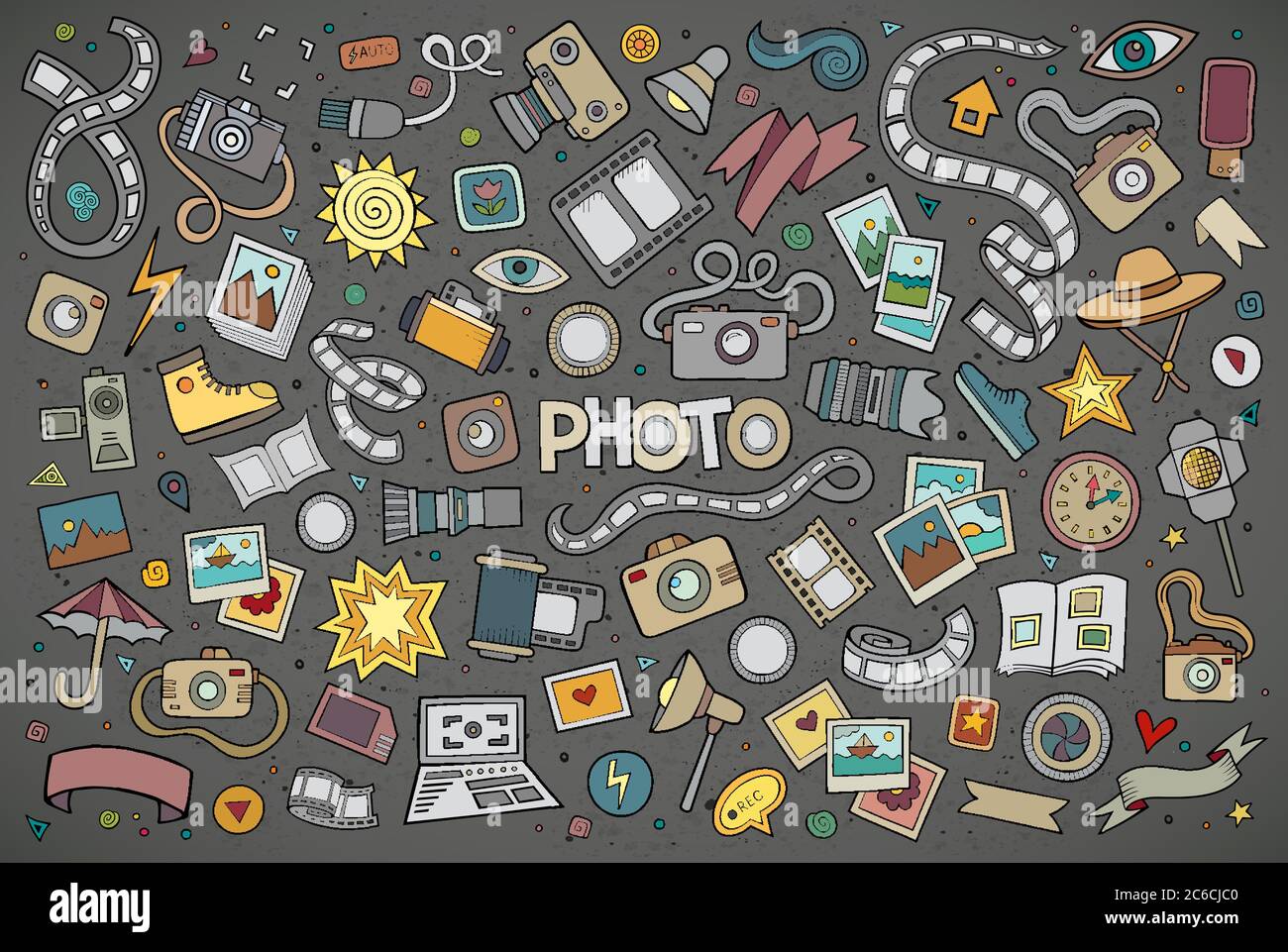 Colorful vector hand drawn Doodle cartoon set of objects Stock Vector ...