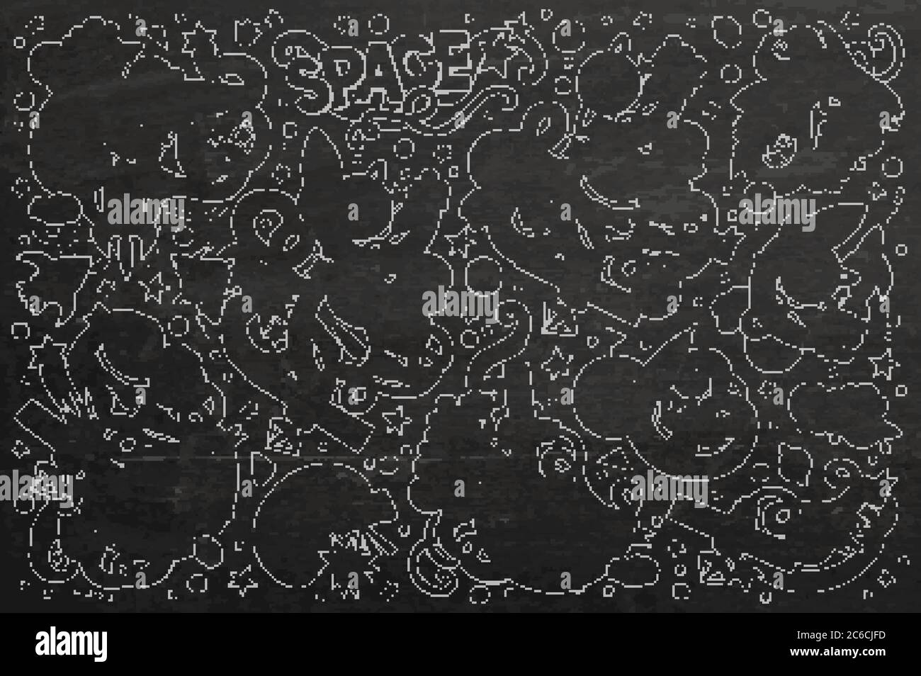 Chalkboard vector hand drawn doodles cartoon set of Space objects Stock ...