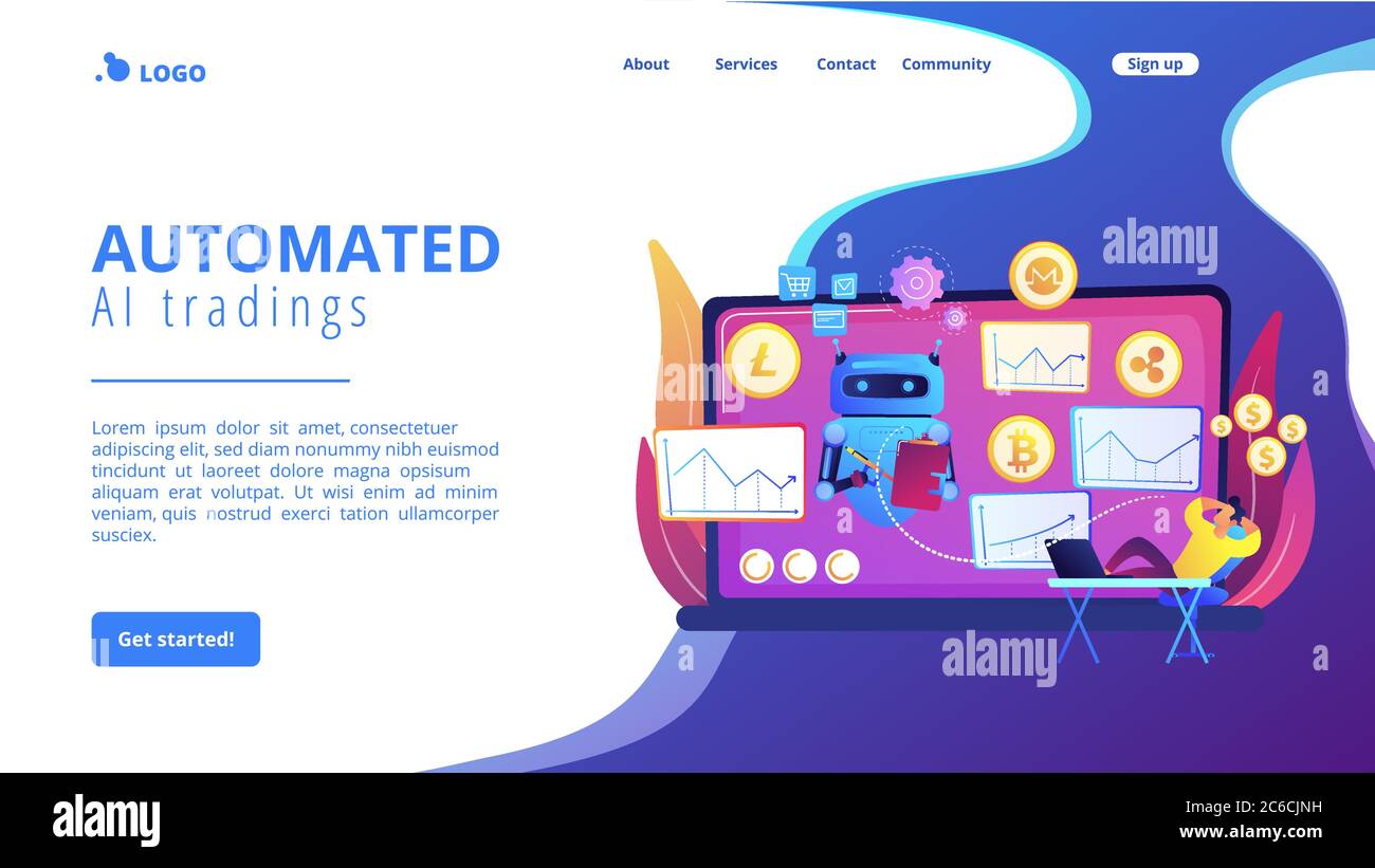 Crypto trading bot concept landing page Stock Vector Image & Art - Alamy
