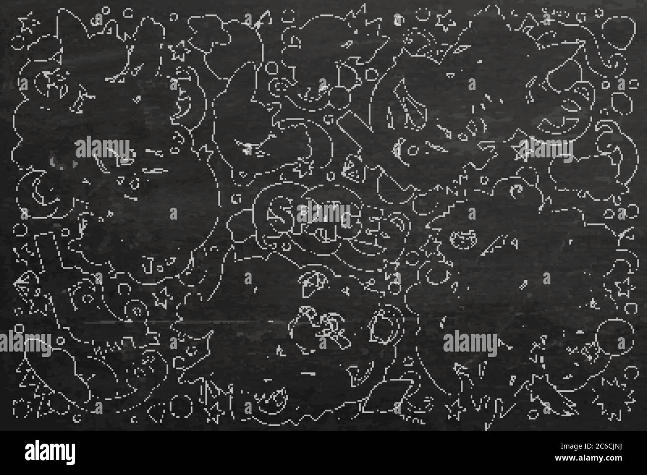 Chalkboard vector hand drawn doodles cartoon set of Space objects Stock ...