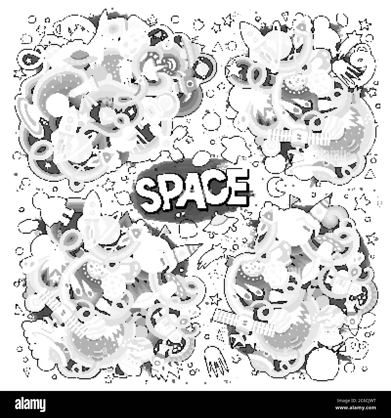 Sketchy vector hand drawn doodles cartoon set of Space designs Stock ...