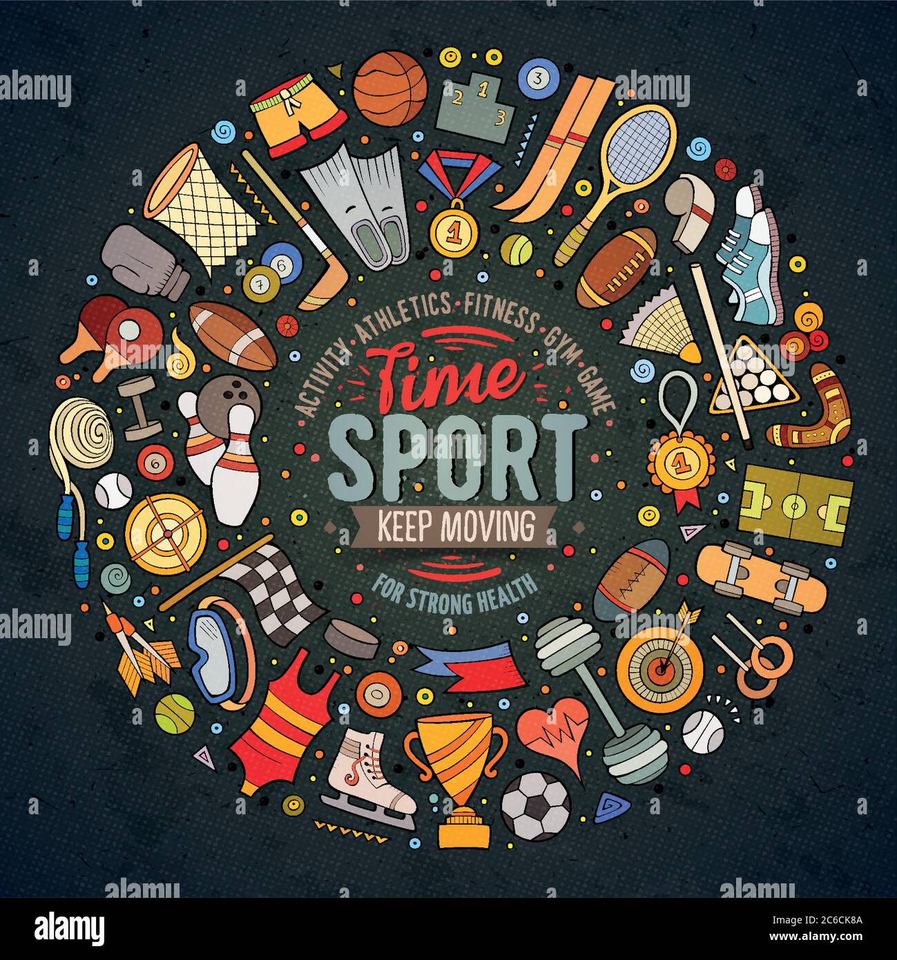 Vector hand drawn set of Sport cartoon doodle objects Stock Vector ...